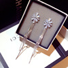 Fashionable silver needle, earrings with tassels, city style