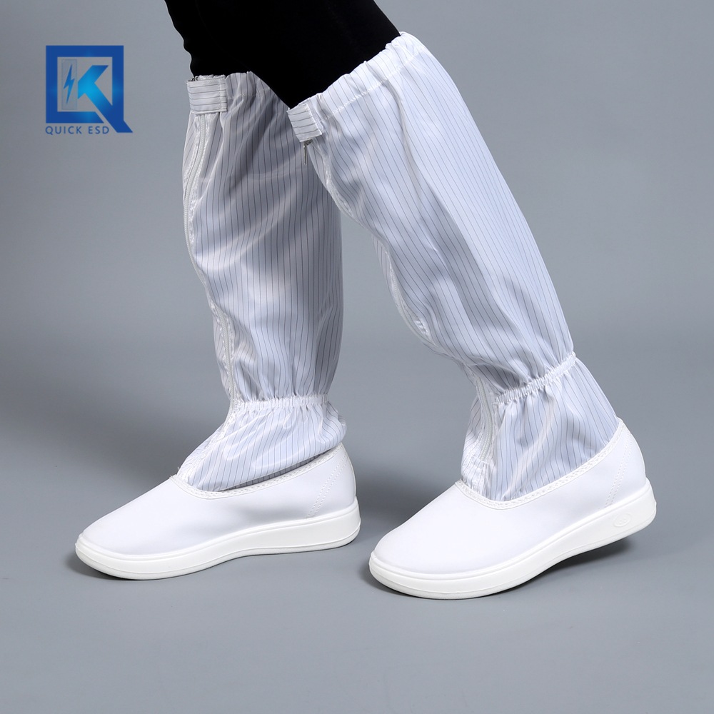 厂家直供防静电PU皮革深口长筒套鞋 工厂车间专用防静电保护鞋