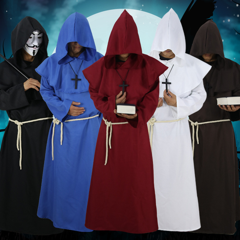 万圣节成人教士服装僧侣修士套装神父服装教父传教士修女服牧师袍-阿里巴巴