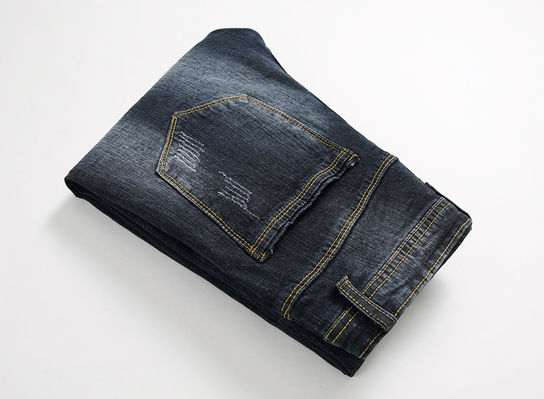 Jeans uomo distressed a gamba dritta stile casual_voghion.com