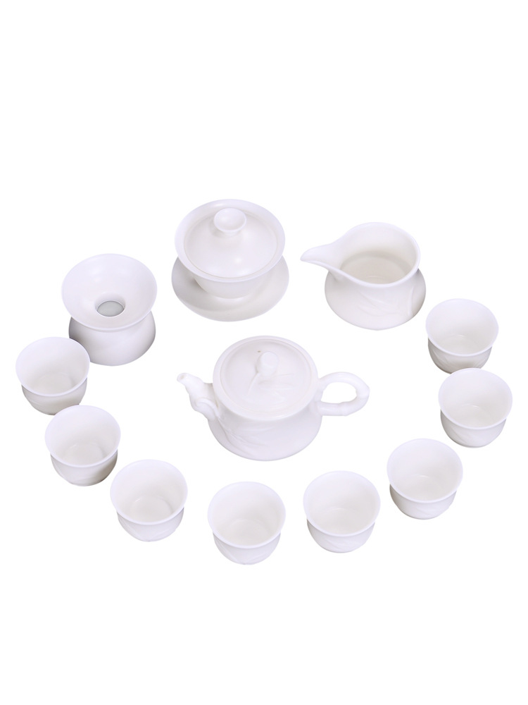 Winjiang Dehua porcelana blanca Kung Fu juego de té juego hecho a mano cerámica casa tetera taza té fabricante caja