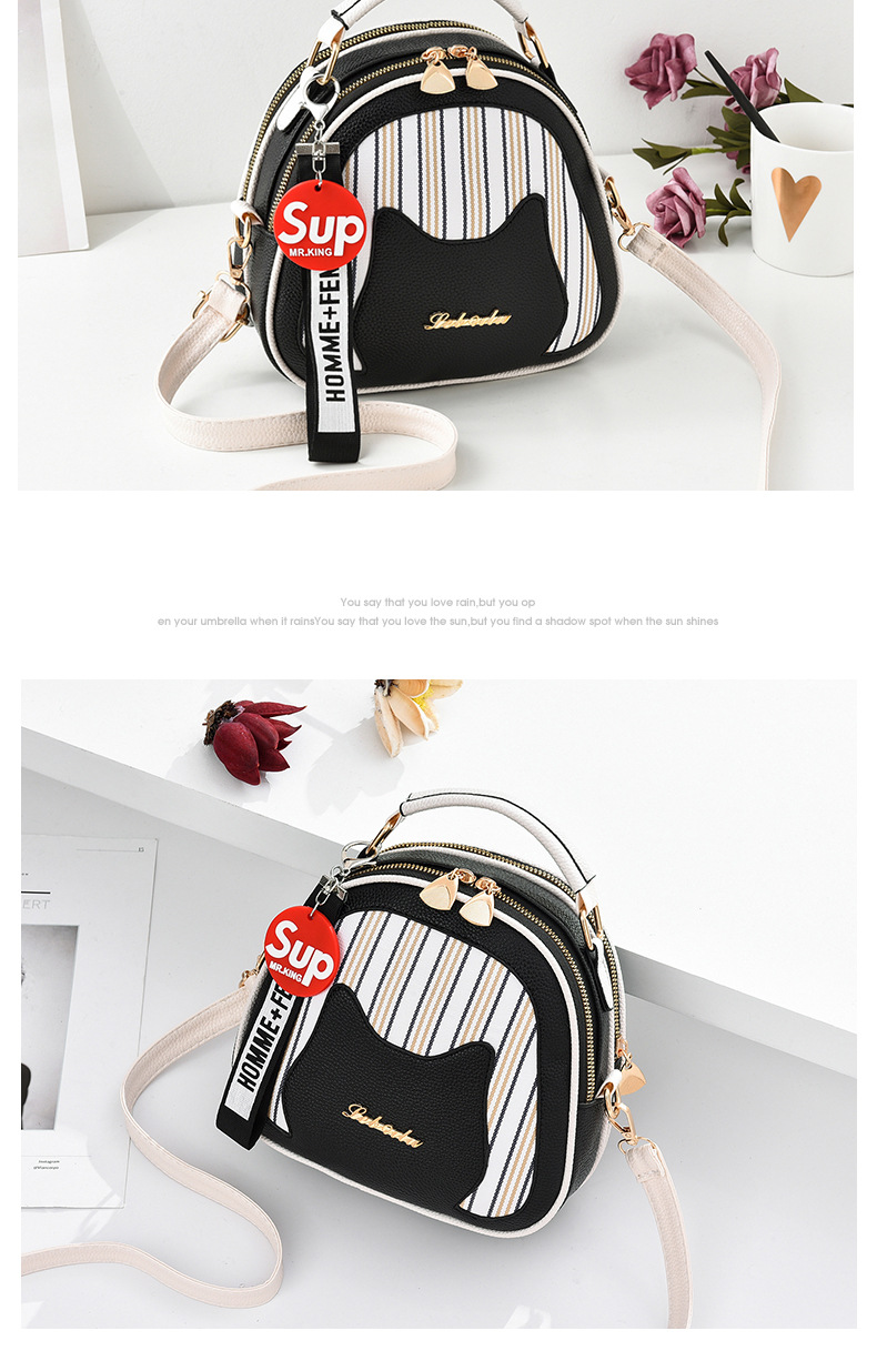 Women's Small Pu Leather Stripe Elegant Square Zipper Shoulder Bag Handbag Crossbody Bag display picture 2