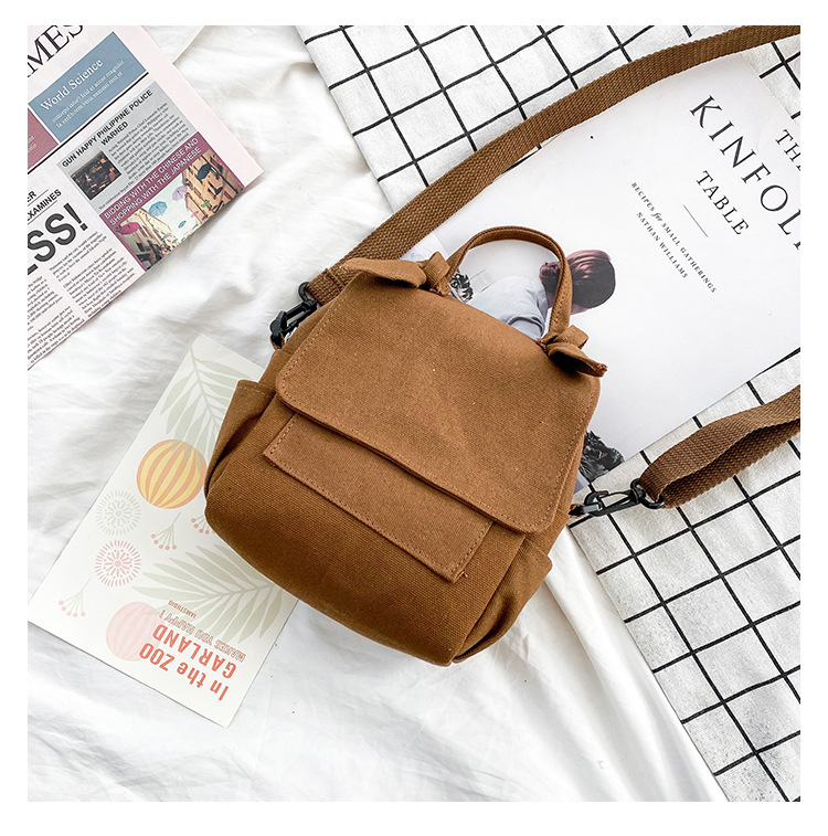 Korean New Fashion Simple And Versatile Solid Color Girl Canvas Shoulder Bag Student Bag display picture 1