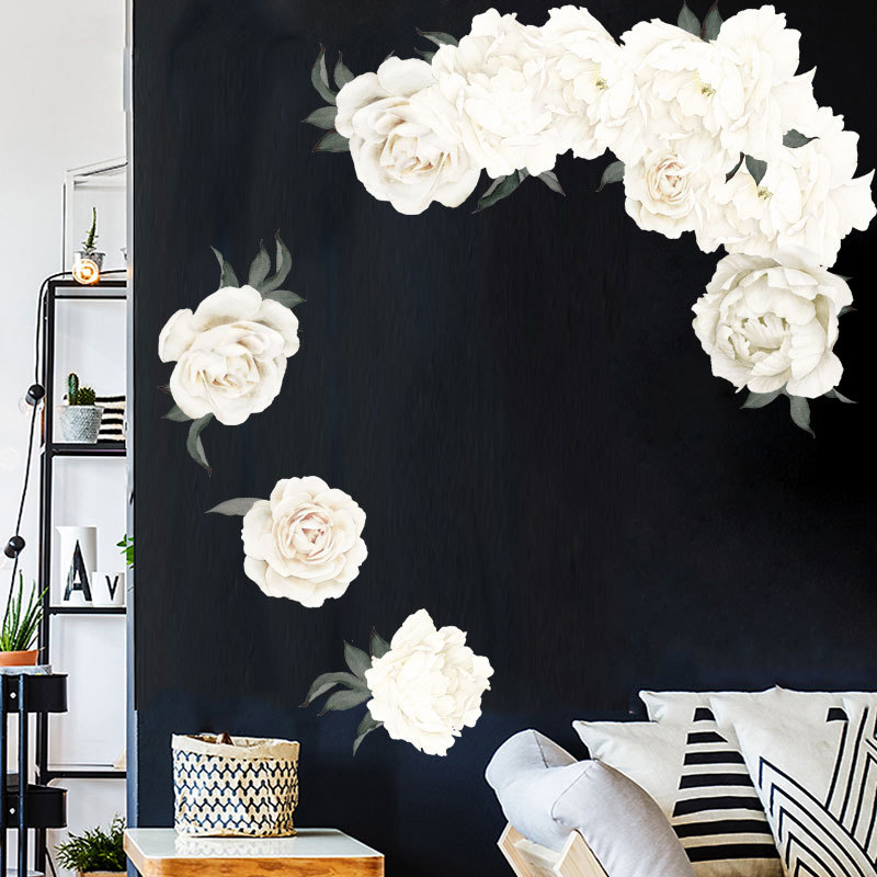 Fashion White Peony Flower Group Wall Stickers display picture 3