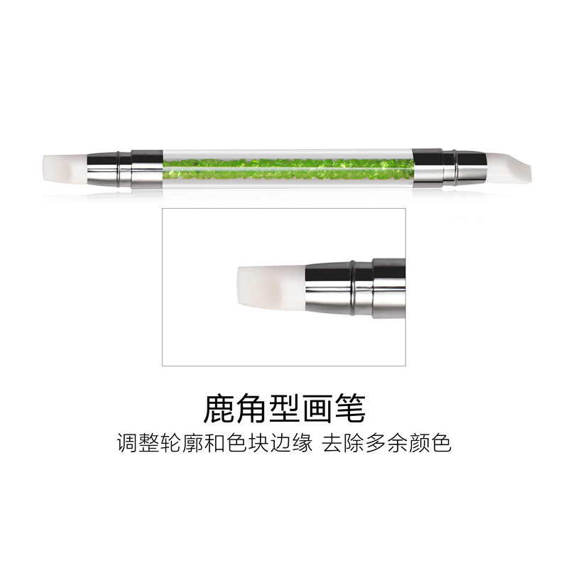 Nueva manicura pluma de silicona de doble cabeza hueco tallado en relieve pluma de cabeza de goma varilla de taladro de cristal super suave manicura pluma de silicona