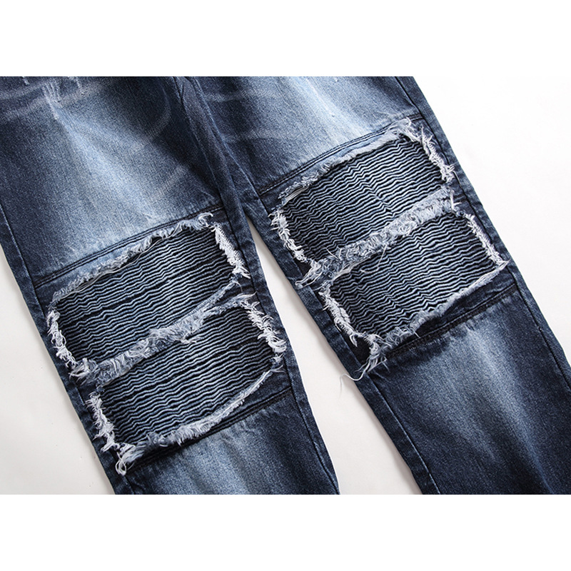 Nuovi jeans strappati da uomo, jeans larghi e dritti alla moda e casual_voghion.com