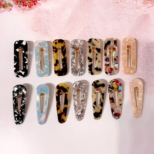 Japanese fashion temperament bangs clip side clip girl heart acetic acid water drop acrylic duck clip hair clip Korean head accessories