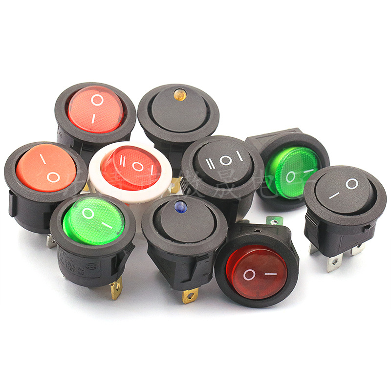 供应船型开关 KCD2圆形开关6脚 直径25mm两档三挡儿童玩具开关