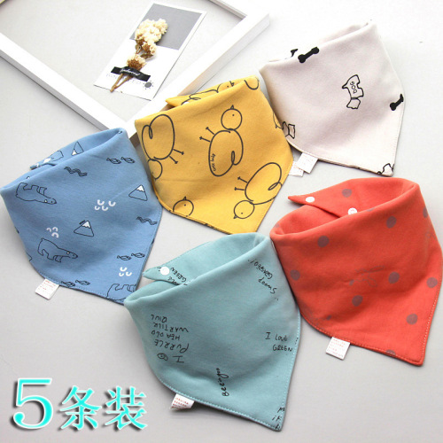 Baby saliva towel, baby triangle towel, pure cotton double-layer snap waterproof newborn bib pocket, children's scarf, spring and autumn