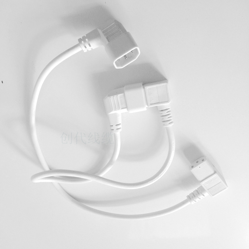 VDE CE KC SAA弯头品字公母延长线 L型C13转C14电源线 品字电脑尾