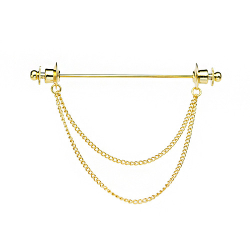 Metal tassel chain collar pin men's and women's shirt T-shirt corner button one-word pin brooch tie collar bar