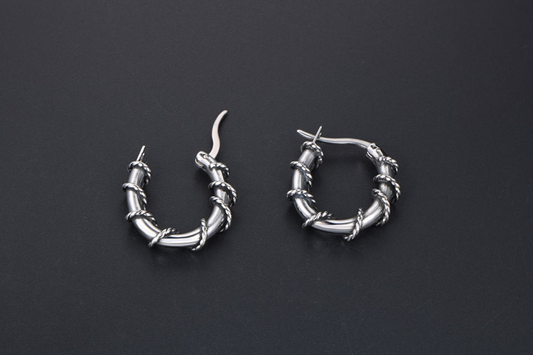 1 Piece 1 Pair Simple Style Geometric Polishing Titanium Steel Hoop Earrings display picture 7