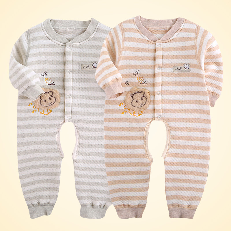 貝萌2019嬰兒衣服彩棉連體衣寶寶開裆服裝新生兒長袖春夏秋冬款