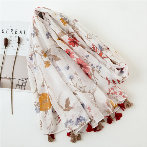 Ins style original customized scarf gold ribbon sequin scarf shawl women's autumn and winter new smudged cotton and linen scarf