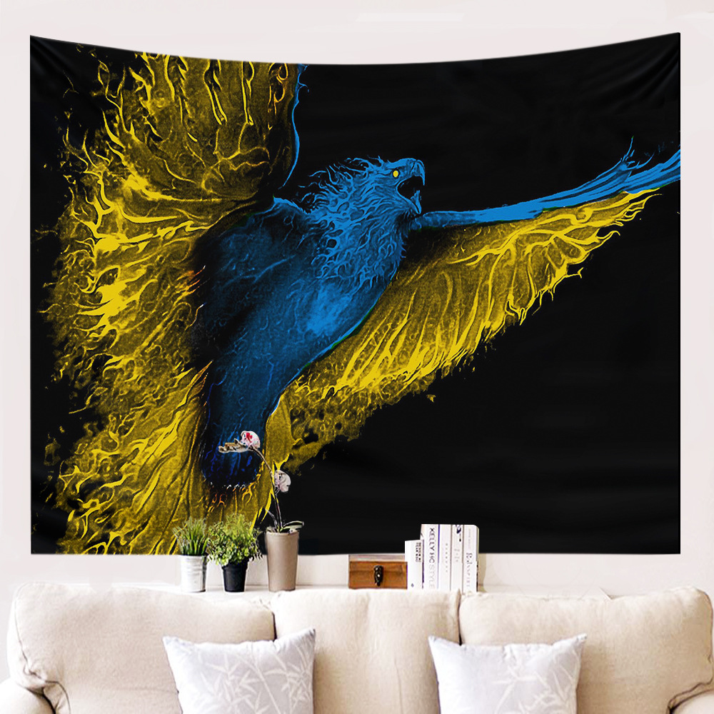 跨境新款热卖家居定制苍鹰墙布挂布背景布挂画挂毯墙壁装饰毯