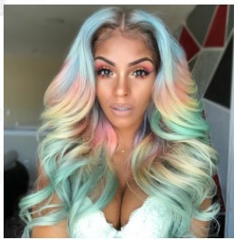 廠家批發歐美外貿動漫假發cosplay假發跨境七彩染色假發