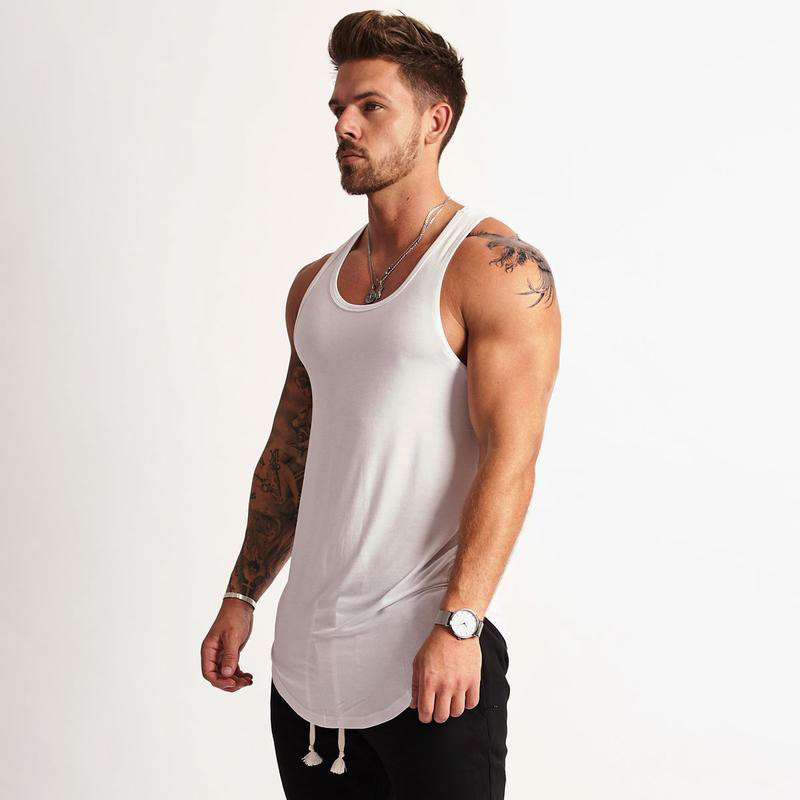 Comercio exterior luz tablero color sólido verano sin mangas deportes chaleco hombres culturismo fitness chaleco puro algodón correr ropa de entrenamiento
