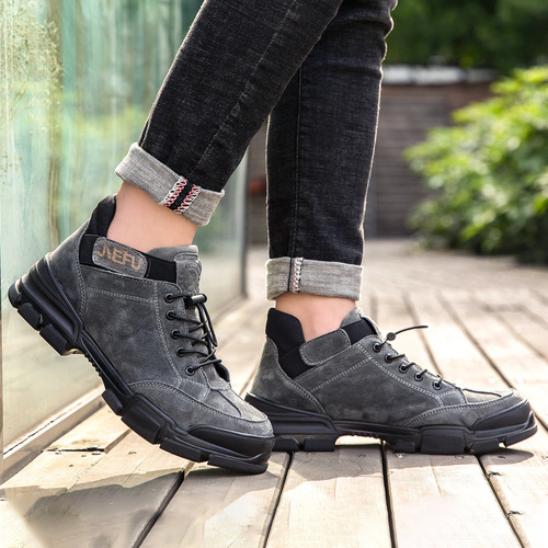 Jiefu cross-border high-top safety boots, steel-toe anti-smash, anti-puncture, waterproof, welding, breathable, casual and fashionable labor protection shoes