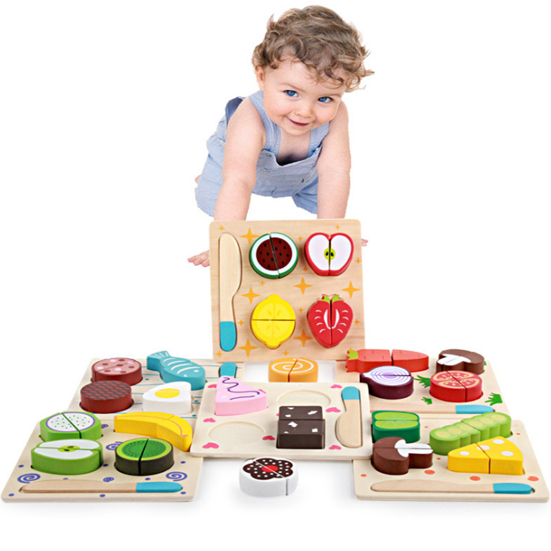 Casa de juego madera los niños juguetes fruta plana rompecabezas corte educación temprana cocina material didáctico Ventas Directas la fábrica