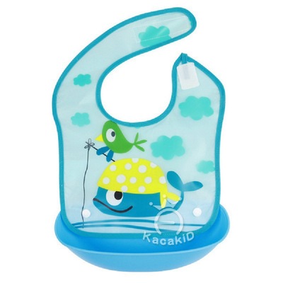 大号立体婴儿围兜口水巾围免洗PVC可拆型围嘴