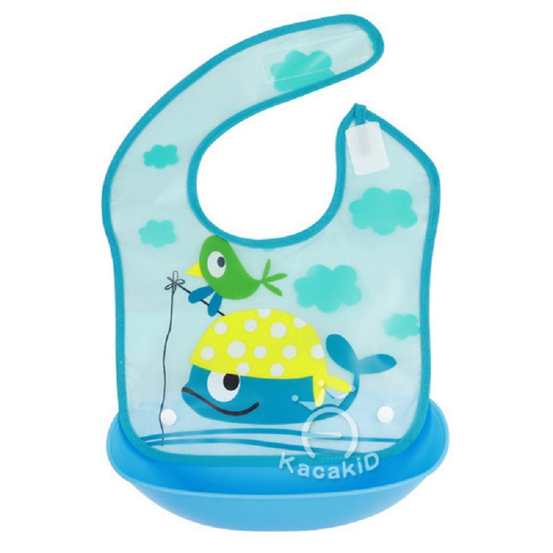 大号立体婴儿围兜口水巾围免洗PVC可拆型围嘴