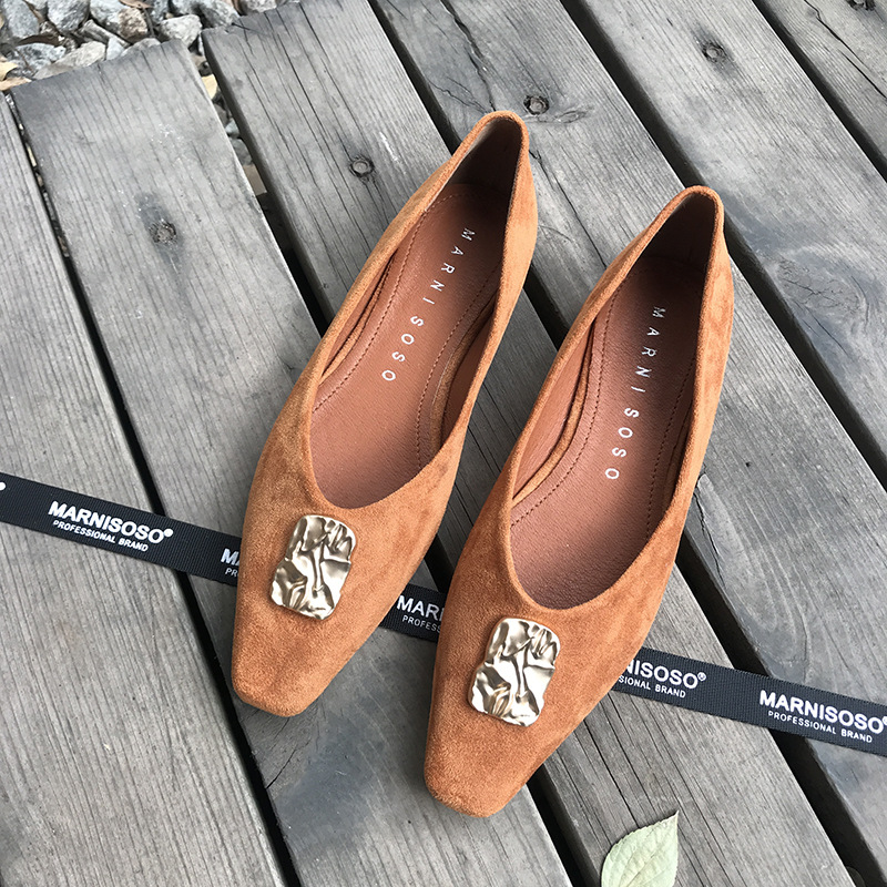 Women Stylish Genuine Leather Flats Brown