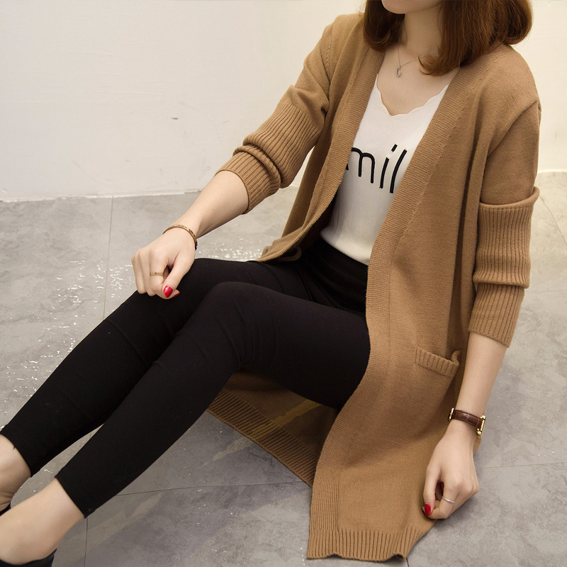 Suéter cárdigan Harajuku para mujer, estilo coreano, largo medio, ropa exterior gruesa para primavera y otoño 2025, cárdigan de punto holgado y versátil. image 7