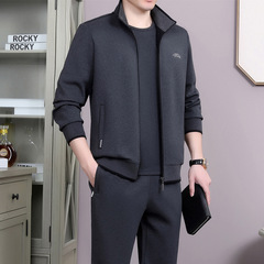 中老年運動套裝男春秋中年休閒大碼長袖運動服三件套跑步服爸爸裝