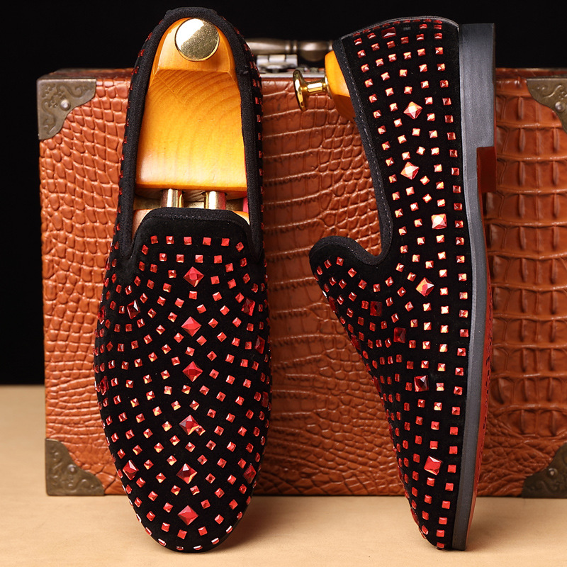 Leather shoes Men's fashion men's shoes rhinestone small leather shoes_vogvips.com