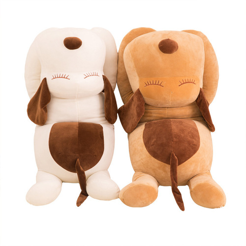 Creative soft striped lying dog plush toy sleeping pillow children's doll birthday girl gift wholesale
