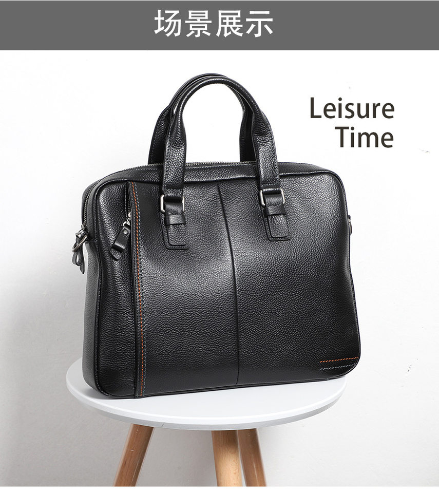 Túi xách tay nam da bò lớp đầu 28×38×8 cm kiêm túi đeo chéo, đựng laptop 13 inch — Màu cà phê, Màu xanh lam, Màu đen chi tiết 12