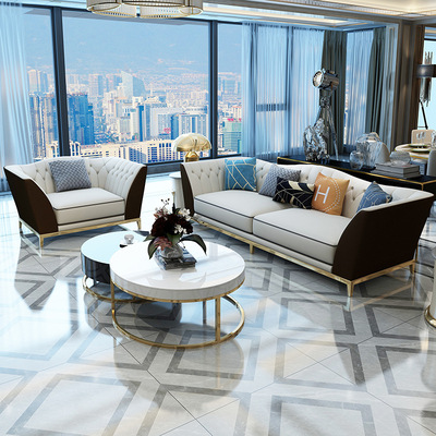 Imported Leather sofa Italian Single Double Leather Sofas sofa furniture Hong Kong style Modern simplicity sofa