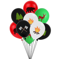 Cross-border 12-inch cartoon jungle animal print balloons Forest worker theme birthday party decoration supplies
