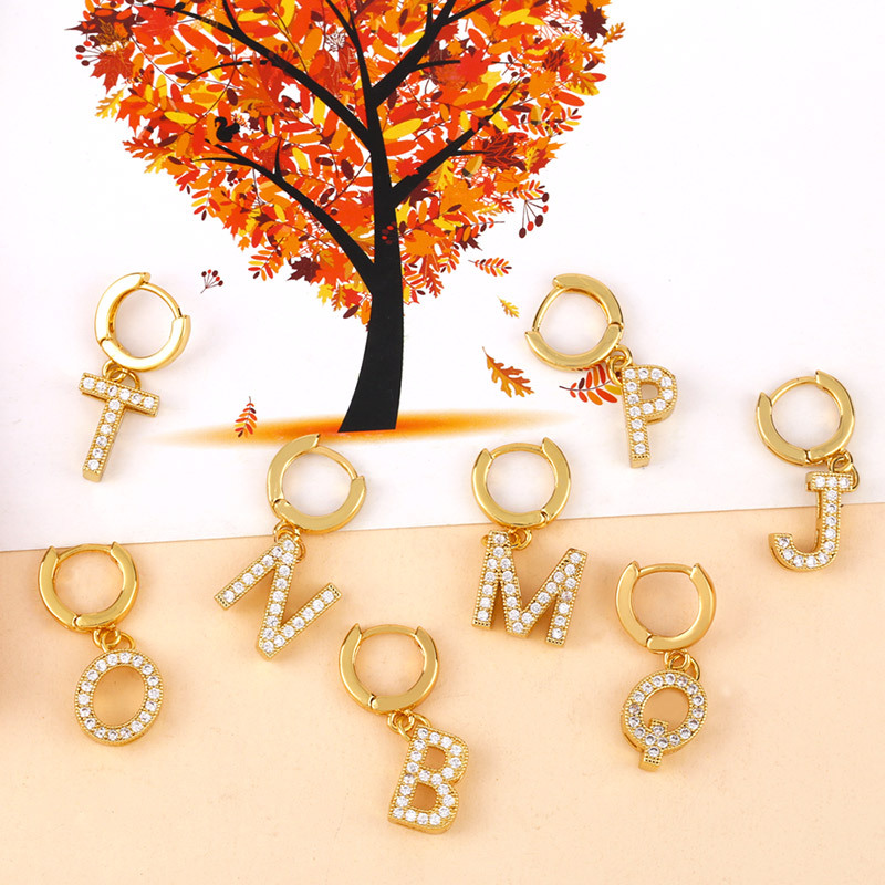 Aretes Para Mujer Alfabeto Con Diamantes display picture 16