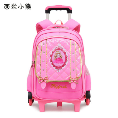 Cartoon knapsack lovely stairs pupil Trolley bags 7-12 girl Backpack On behalf of