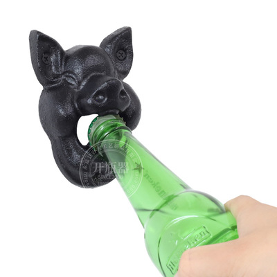 工厂现货创意啤酒开瓶器墙壁仿古狗熊狮子头猪头开瓶器铸铁启瓶器|ms