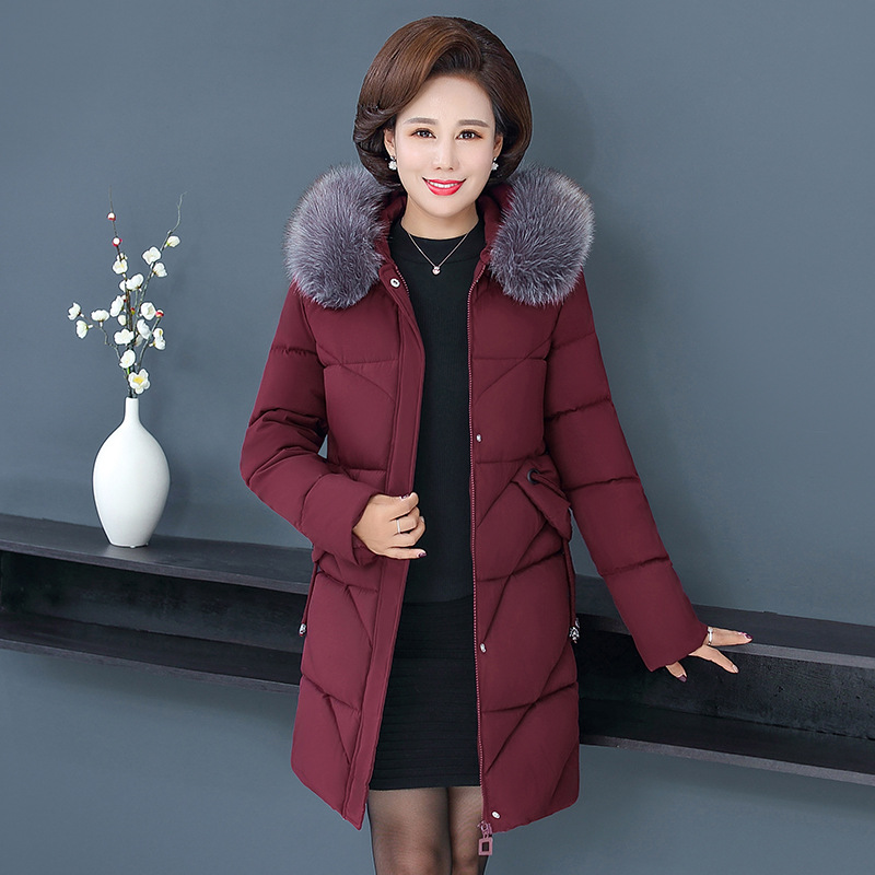 Autumn and Winter 2019 new women's mother's cotton-padded clothes Korean slim-fit thickened and fattened to increase 220kg fat mother's clothes