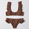 2020 new pattern Ms. swimsuit Europe and America Foreign trade Fission Solid Swimwear Sexy beach on vacation bikini