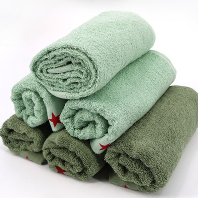 07军绿毛巾07制式棉洗漱面巾消防军绿学生宿舍毛巾工地毛巾批发|ms