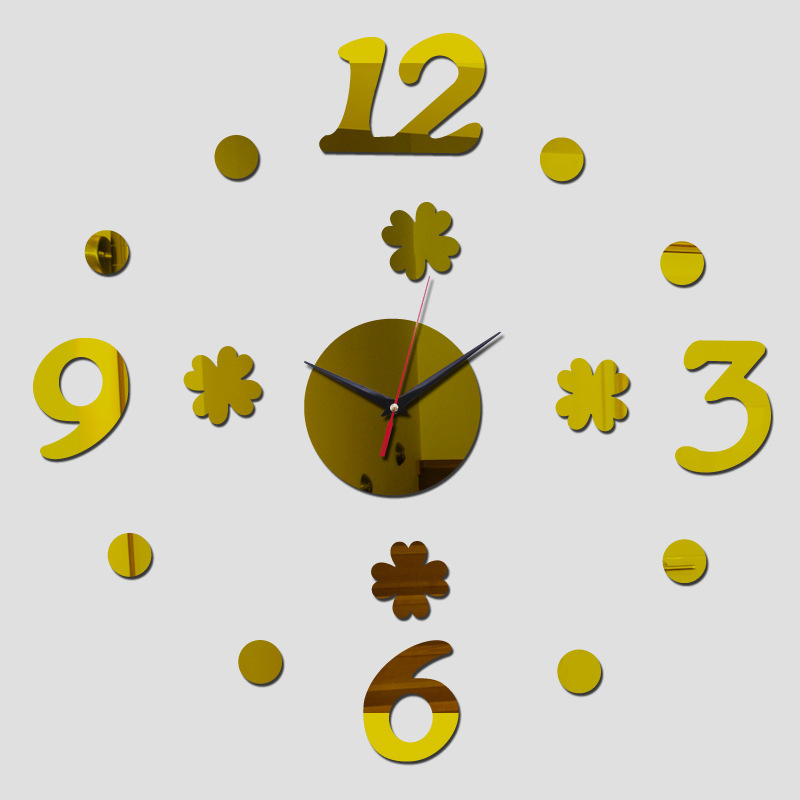 Creative acrylic three dimensional watch on wall, mirror effect, simple and elegant design