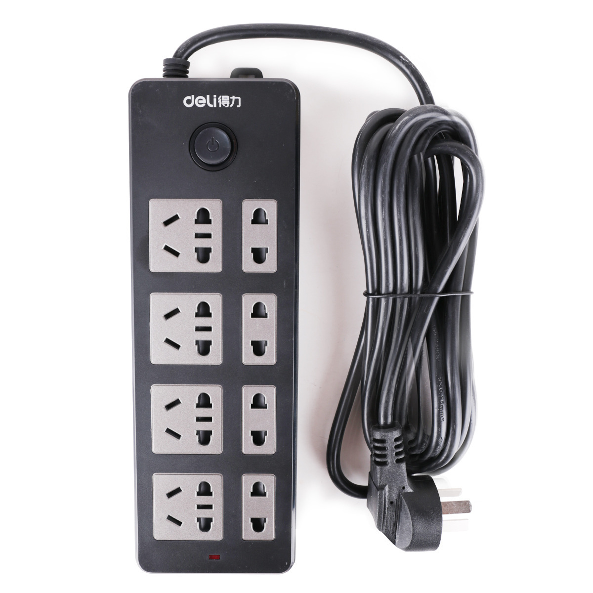 得力18237安全门电源插座8孔防触电安全插座5米10A插板接线板拖