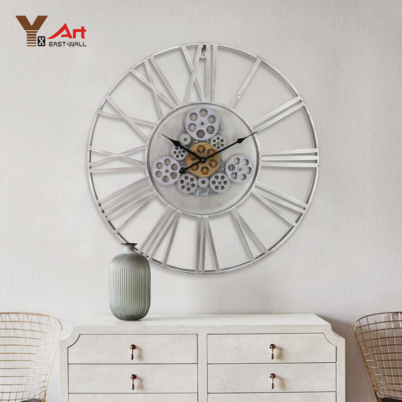 Hot selling cross-border diy clock living room gear rolling wall clock retro home creative wall clock one piece generation