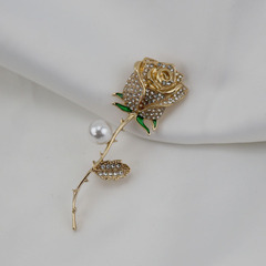 琺瑯鑲鑽玫瑰花胸針別針開衫披肩扣配飾女