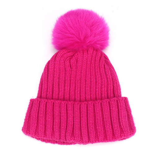 Children's knitted woolen hat, cute warm beanie, fake ball hat, cross-border foreign trade artificial ball hat