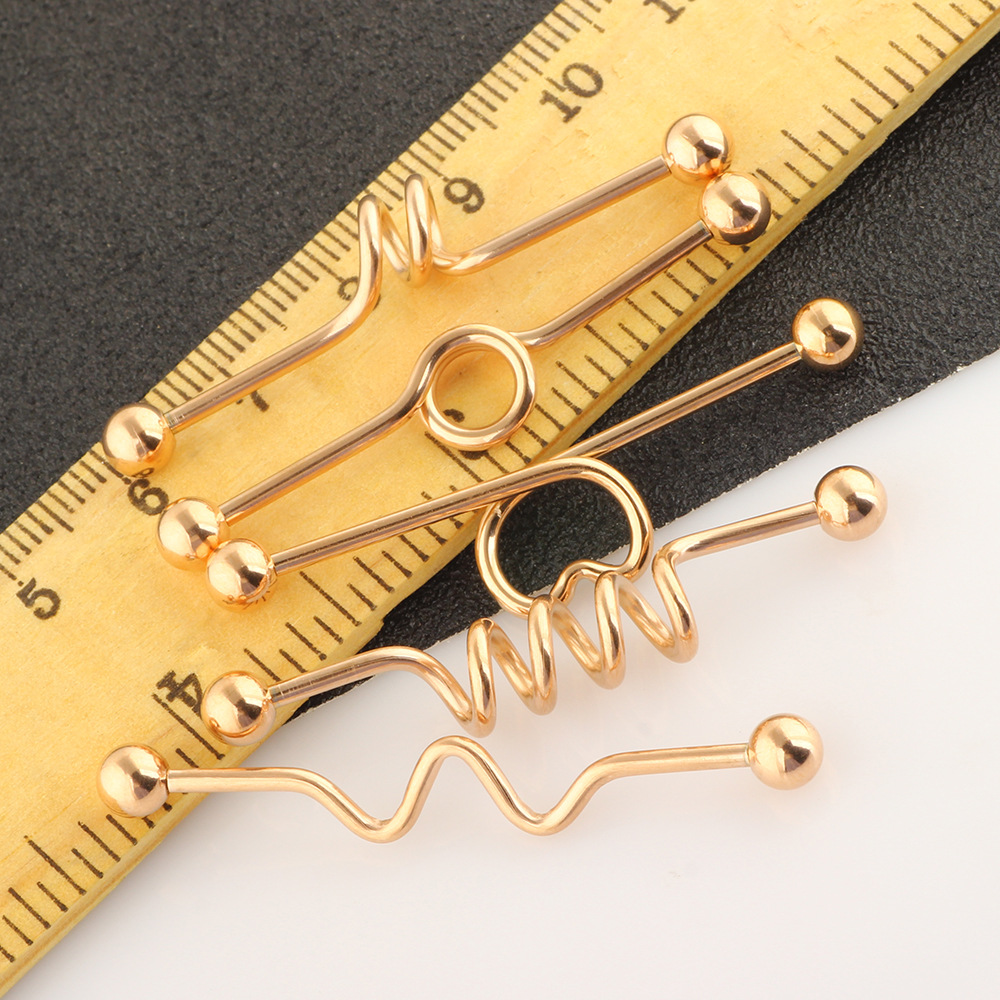 5-Piece Industrial Earring Set Long Rod Piercing Earrings Stainless Steel Ear Cartilage Jewelry Set detail image 7