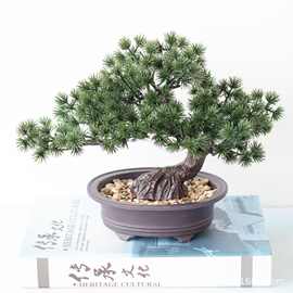 仿真迎客松植物盆栽室内绿植小盆景桌面假花摆设家居装饰品摆件