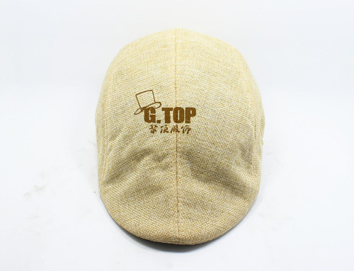 New Spring and Autumn Korean Style Trendy Men's Cotton Front Cap, British Linen Beret Hat, Casual Trendy Duckbill Hat