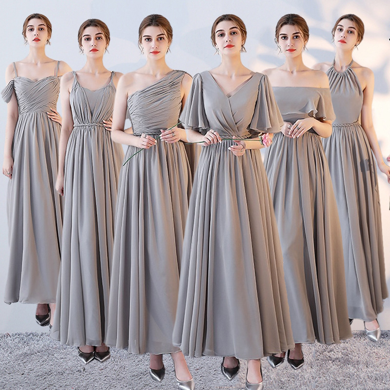 Bridesmaid dress long Bridesmaid group sister dress grey bridesmaid dress  evening dress