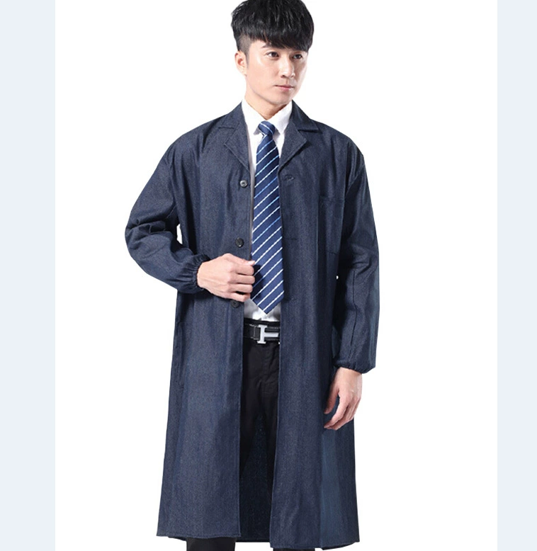 Утолщенная джинсовая куртка Осенне-зимняя рабочая одежда Одежда для переноски Длинная куртка Рекламная синяя куртка с длинным рукавом Одежда для обеспечения безопасности труда Изготовление на заказ