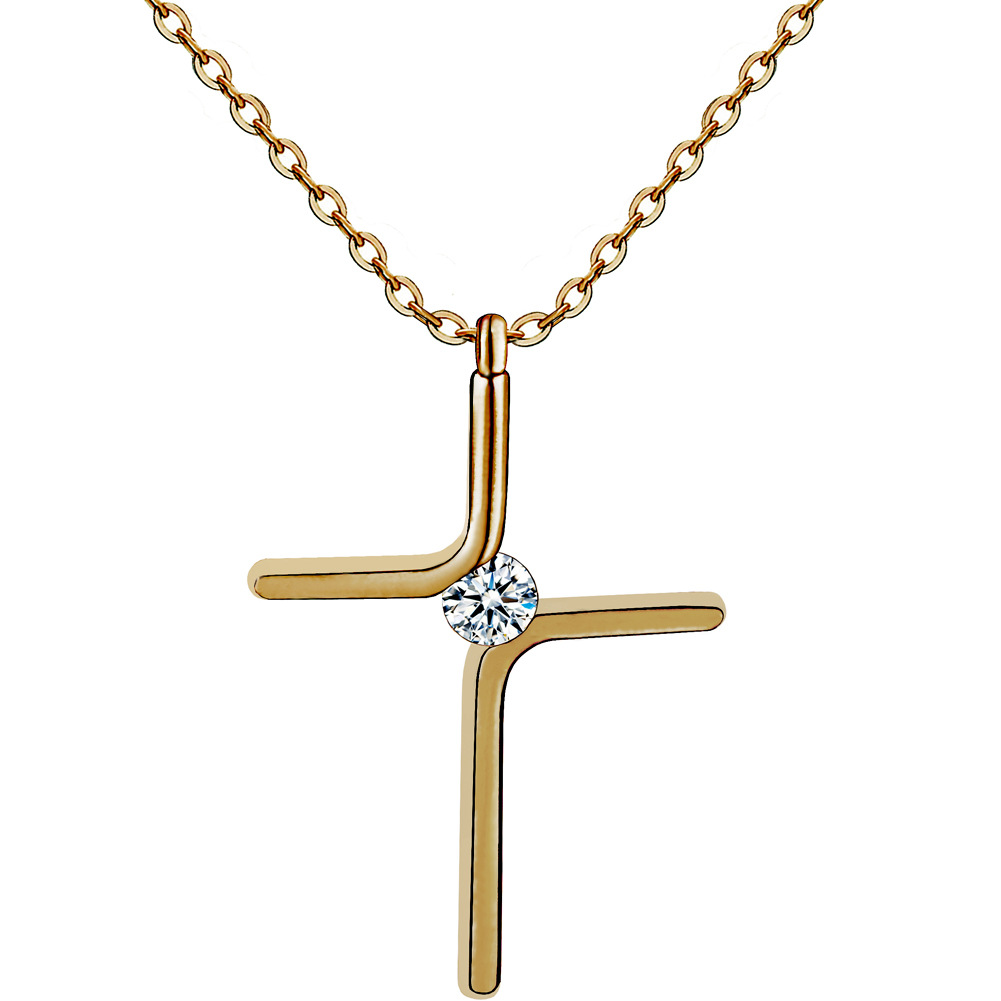 New Simple Cross Pendant Titanium Steel Necklace display picture 2